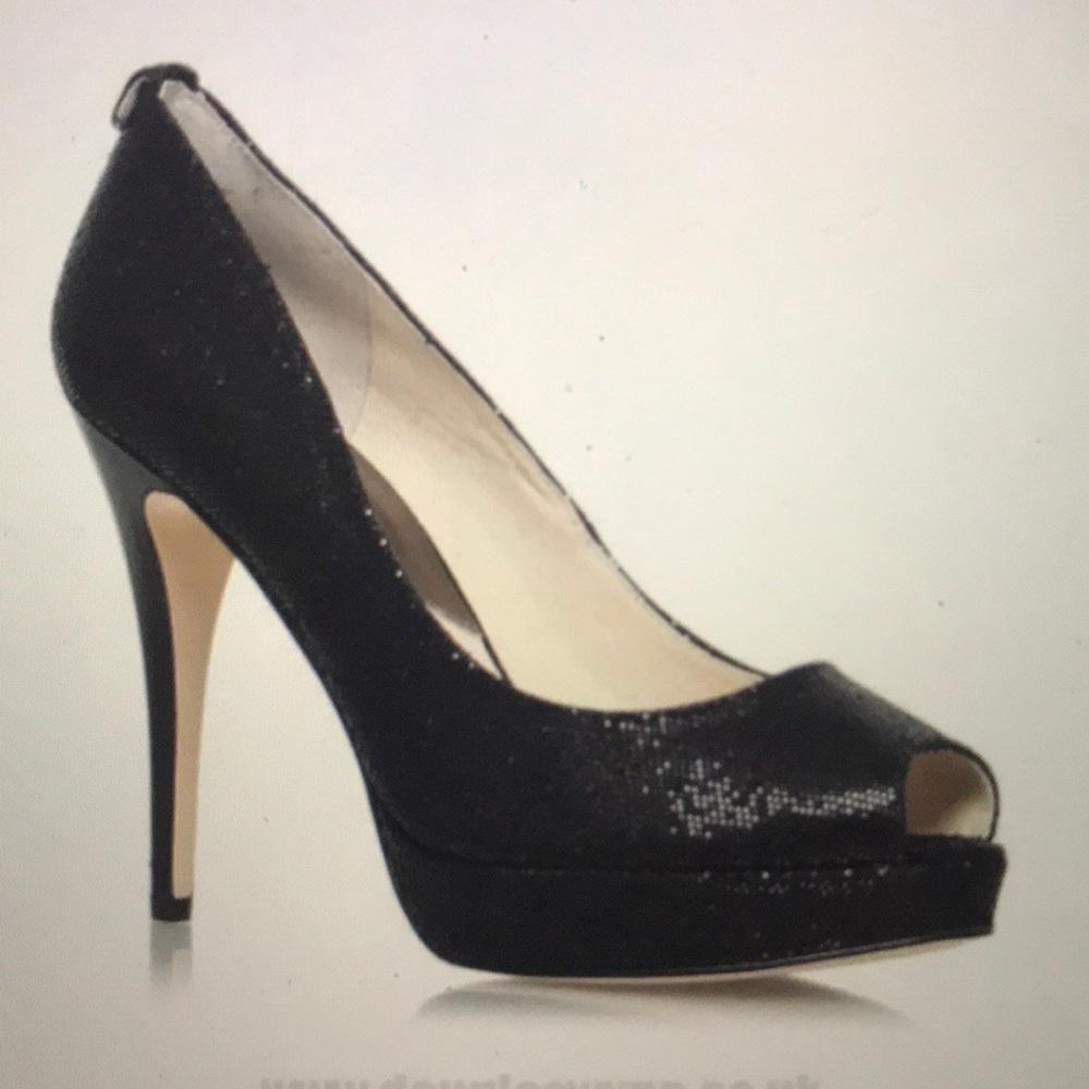 Black Michael Kors York Peep Toe Pumps